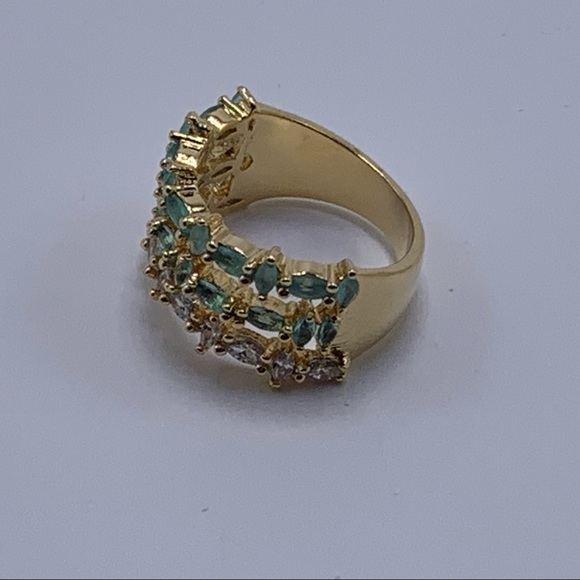 Ring with Light Blue and white CZ 18K Gold Plated - Picture 5 of 5